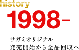 history 1998. サガミオリジナル発売開始から全品回収へ